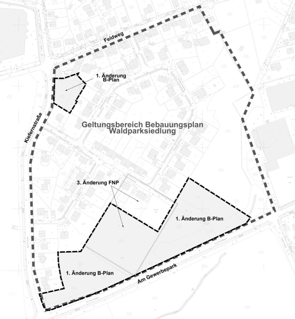 Geltungsbereiche 1. Änderung B-Plan und 3. Änderung FNP